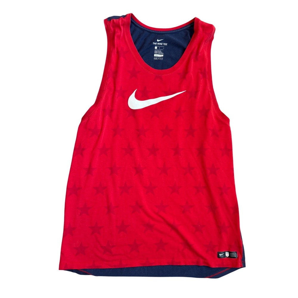 Nike USA Basketball‎ Dri-FIT Tank Top Red Star Pattern Navy Blue Womens Large